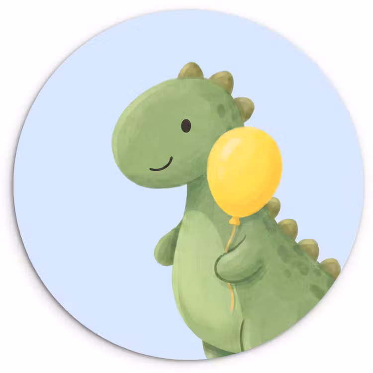 Muurcirkel - Dinosaurus - Ballon - Kinderkamer - Illustratie - Groen — 1