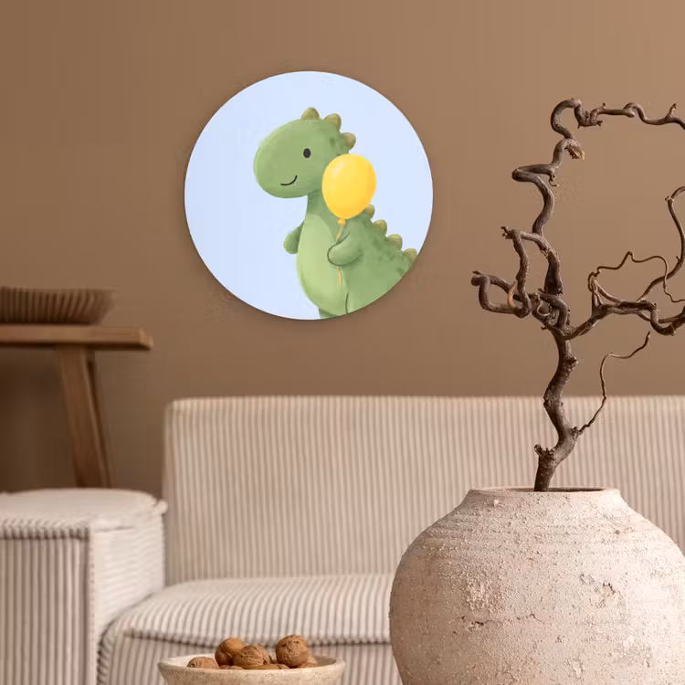 Muurcirkel - Dinosaurus - Ballon - Kinderkamer - Illustratie - Groen — 2