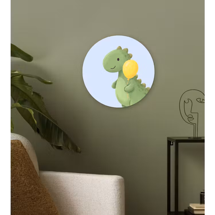 Muurcirkel - Dinosaurus - Ballon - Kinderkamer - Illustratie - Groen — 3