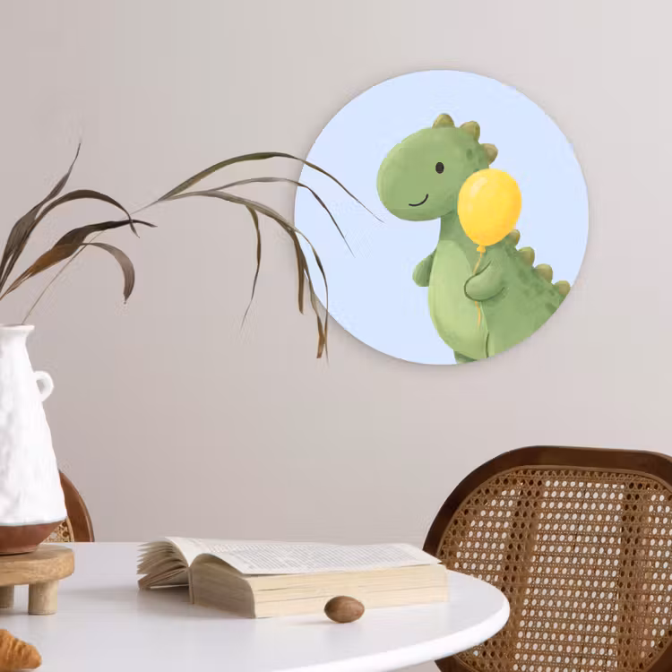 Muurcirkel - Dinosaurus - Ballon - Kinderkamer - Illustratie - Groen — 4
