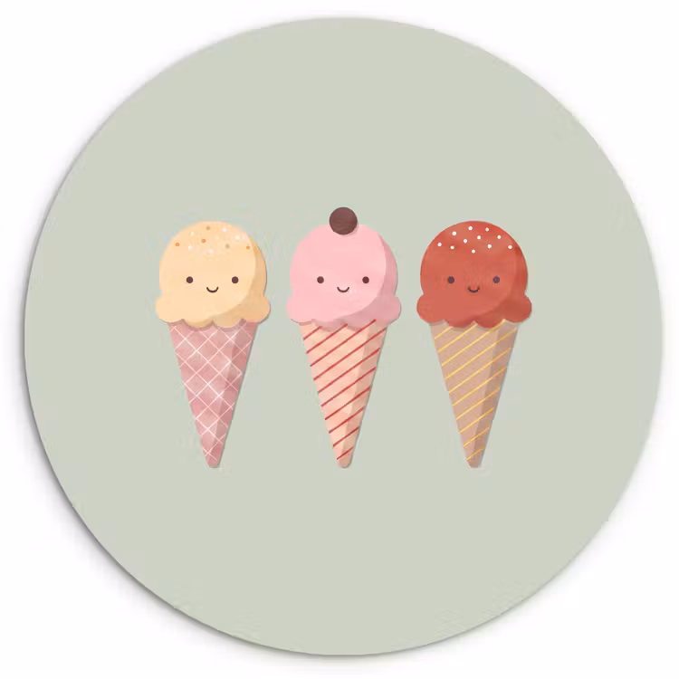 Muurcirkel - IJs - Hoorntjes - Eten - Illustratie - Vrolijk — 1