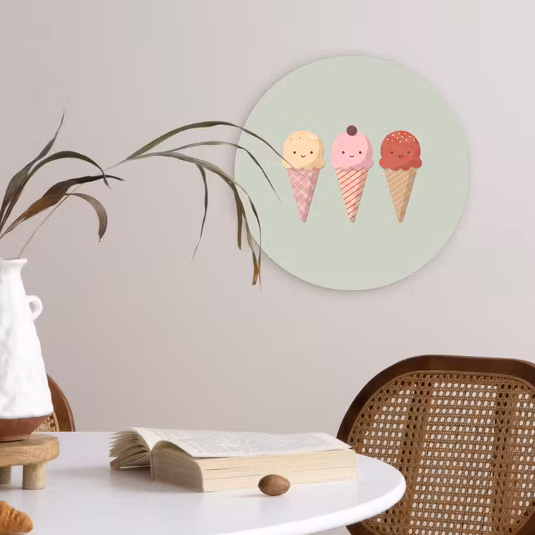 Muurcirkel - IJs - Hoorntjes - Eten - Illustratie - Vrolijk — 4