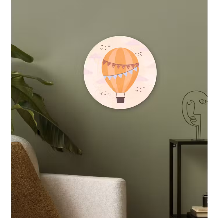Muurcirkel - Luchtballon - Slingers - Avontuur - Illustratie - Oranje — 3