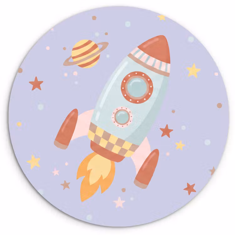Muurcirkel - Raket - Ruimte - Planeet - Illustratie — 1