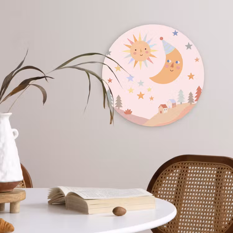 Muurcirkel - Zon - Maan - Sterren - Kinderkamer - Pastel — 4