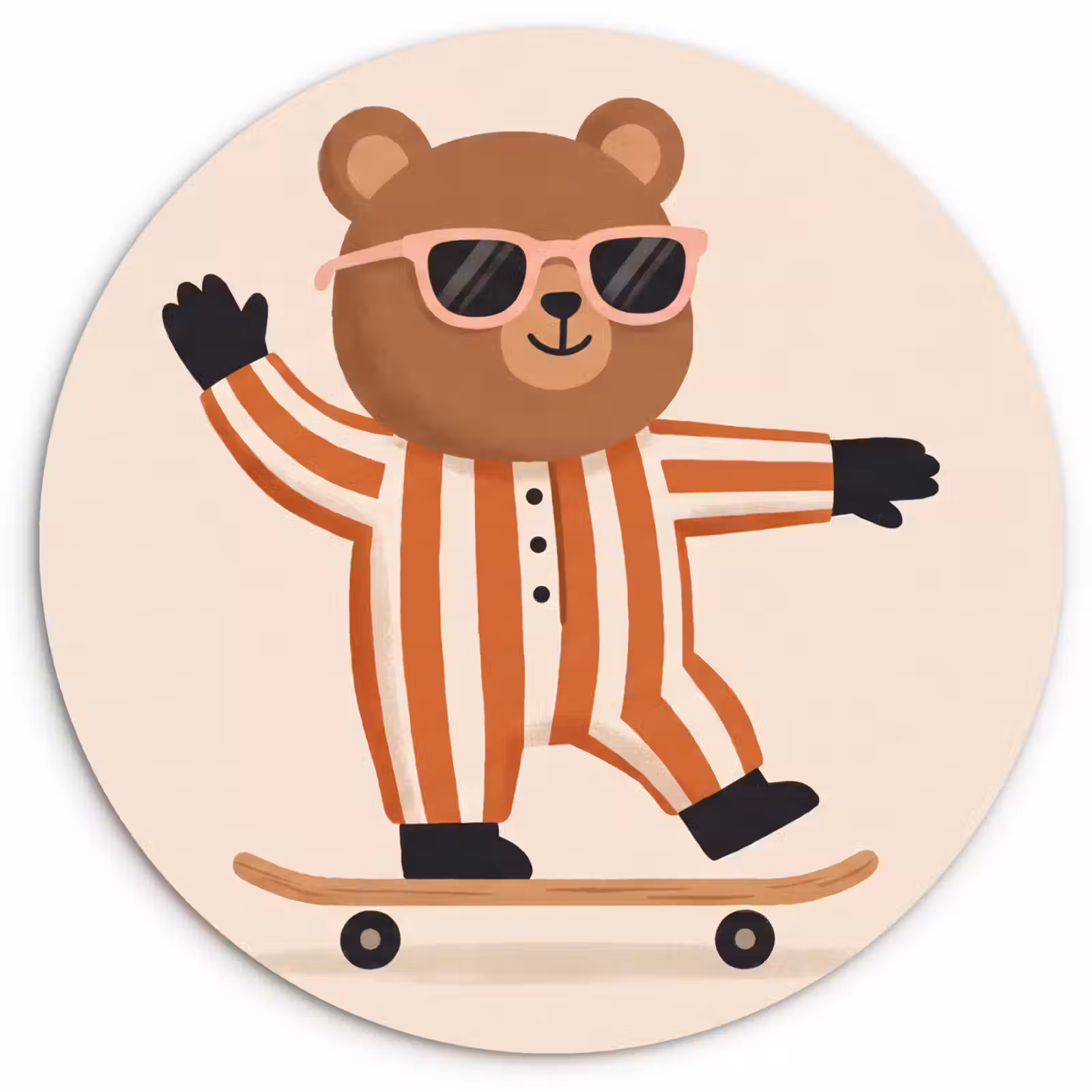 Muurcirkel - Dieren - Skateboard - Spel - Cartoon - Roze — 1
