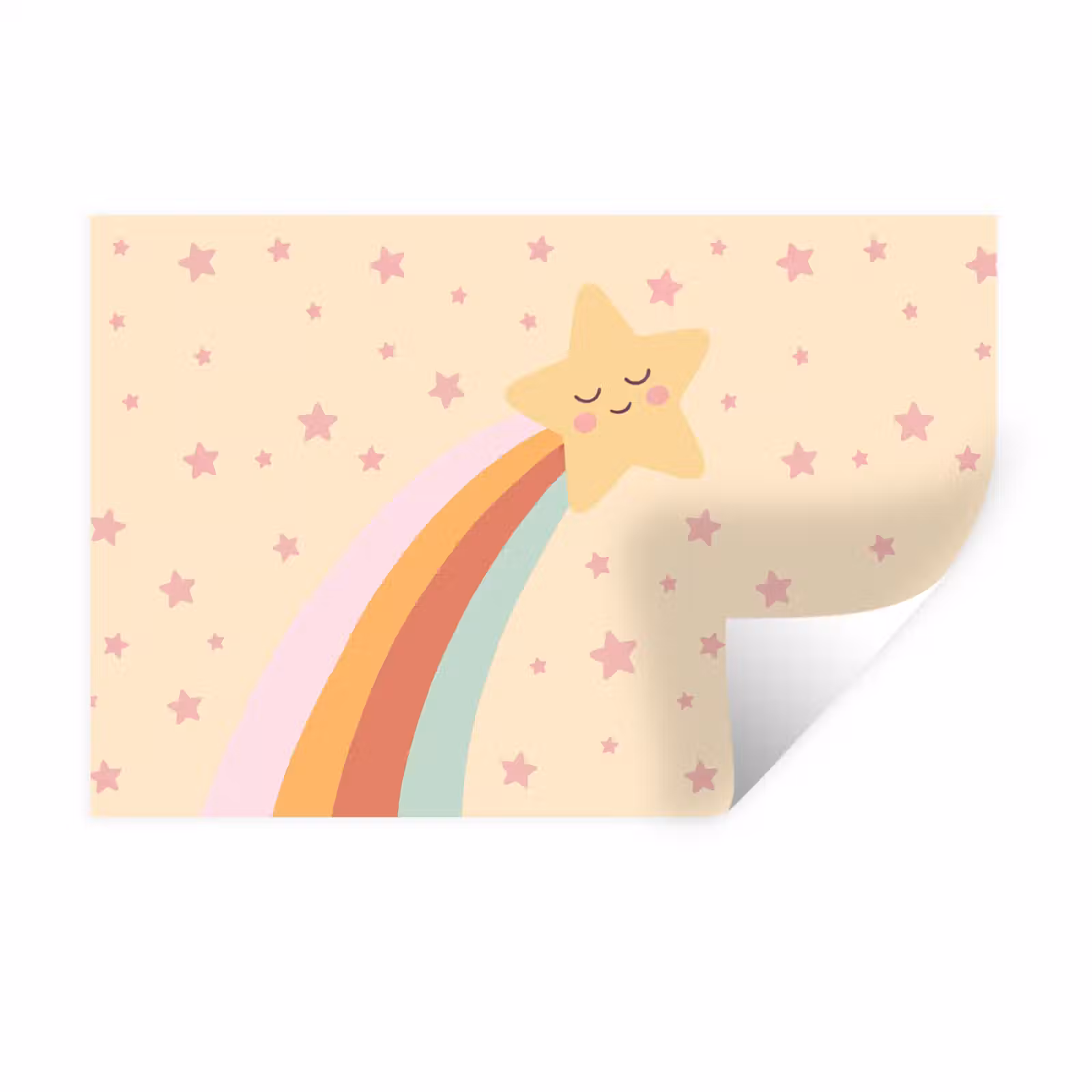 Muursticker - Ster - Regenboog - Nacht - Illustratie - Pastel — 1