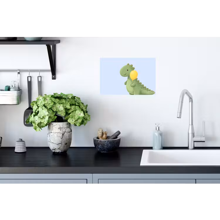 Muursticker - Dinosaurus - Ballon - Kinderkamer - Illustratie - Groen — 2