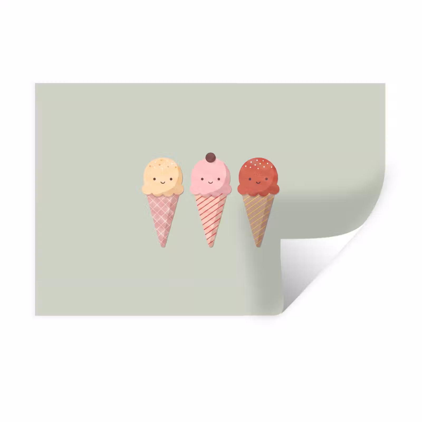 Muursticker - IJs - Hoorntjes - Eten - Illustratie - Vrolijk — 1