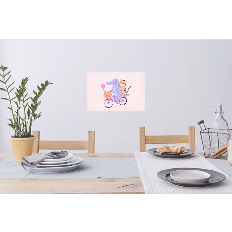 Muursticker - Dieren - Fiets - Vriendschap - Illustratie - Roze — 3