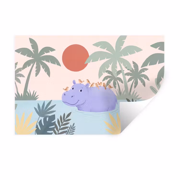 Muursticker - Dieren - Vogel - Water - Natuur - Illustratie — 1