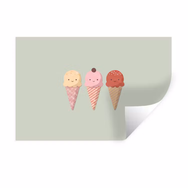 Muursticker - IJs - Hoorntjes - Eten - Illustratie - Vrolijk — 1