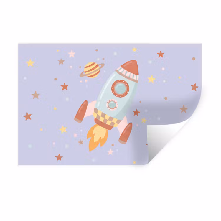 Muursticker - Raket - Ruimte - Planeet - Illustratie — 1