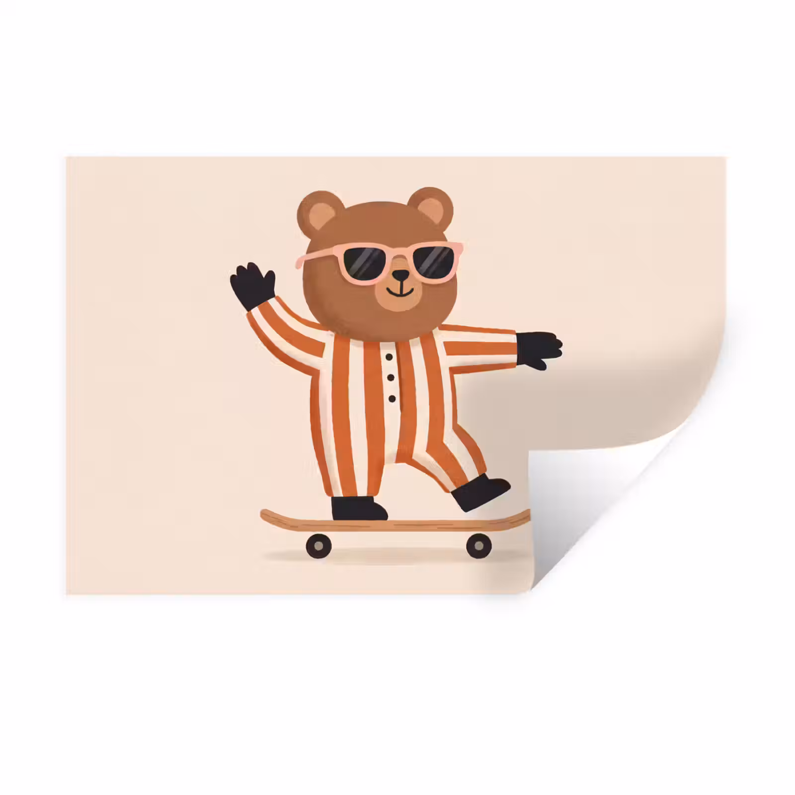 Muursticker - Dieren - Skateboard - Spel - Cartoon - Roze — 1
