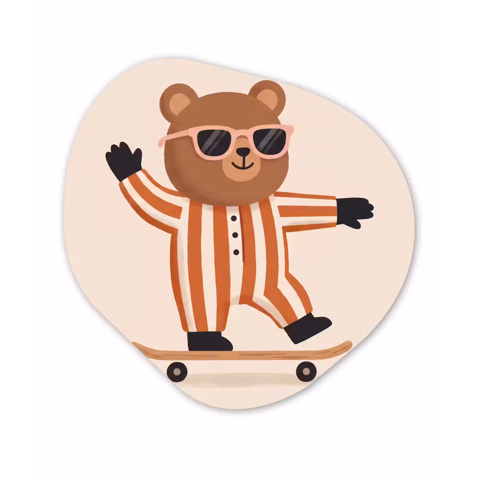 Organisch schilderij aluminium - Dieren - Skateboard - Spel - Cartoon - Roze — 1