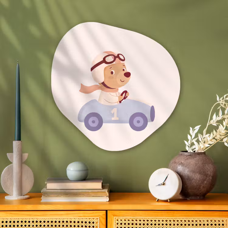 Organisch schilderij aluminium - Beer - Auto - Kinderkamer - Cartoon - Speels — 2