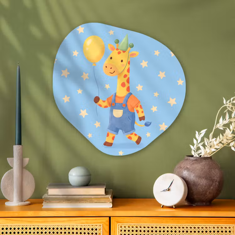 Organisch schilderij aluminium - Dieren - Giraffe - Ballon - Feest - Kinderkamer — 2