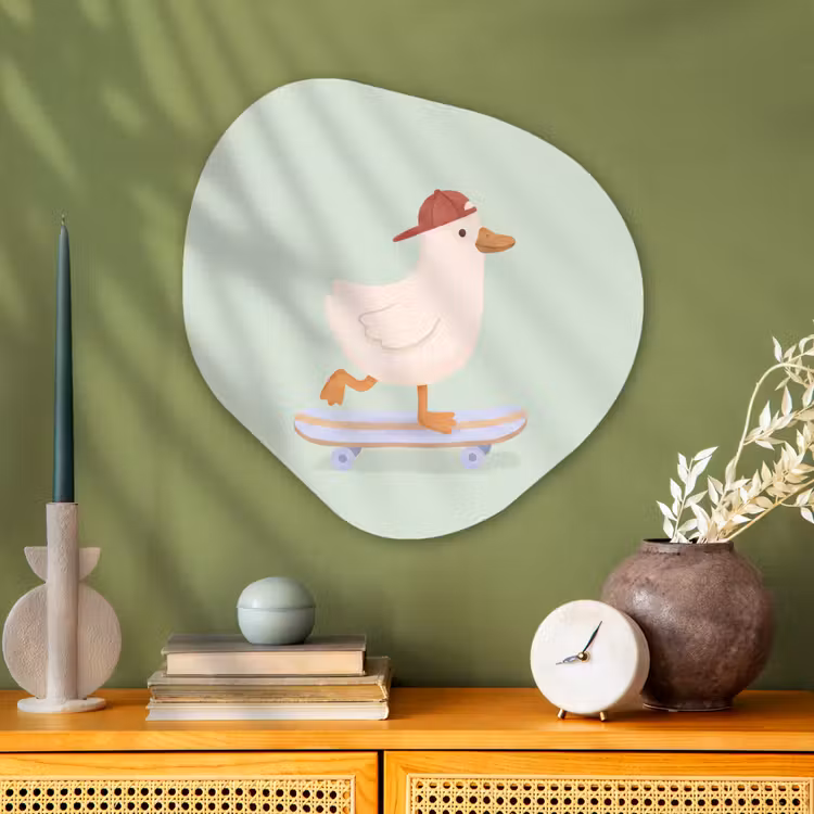 Organisch schilderij aluminium - Vogel - Skateboard - Dieren - Cartoon - Speels — 2
