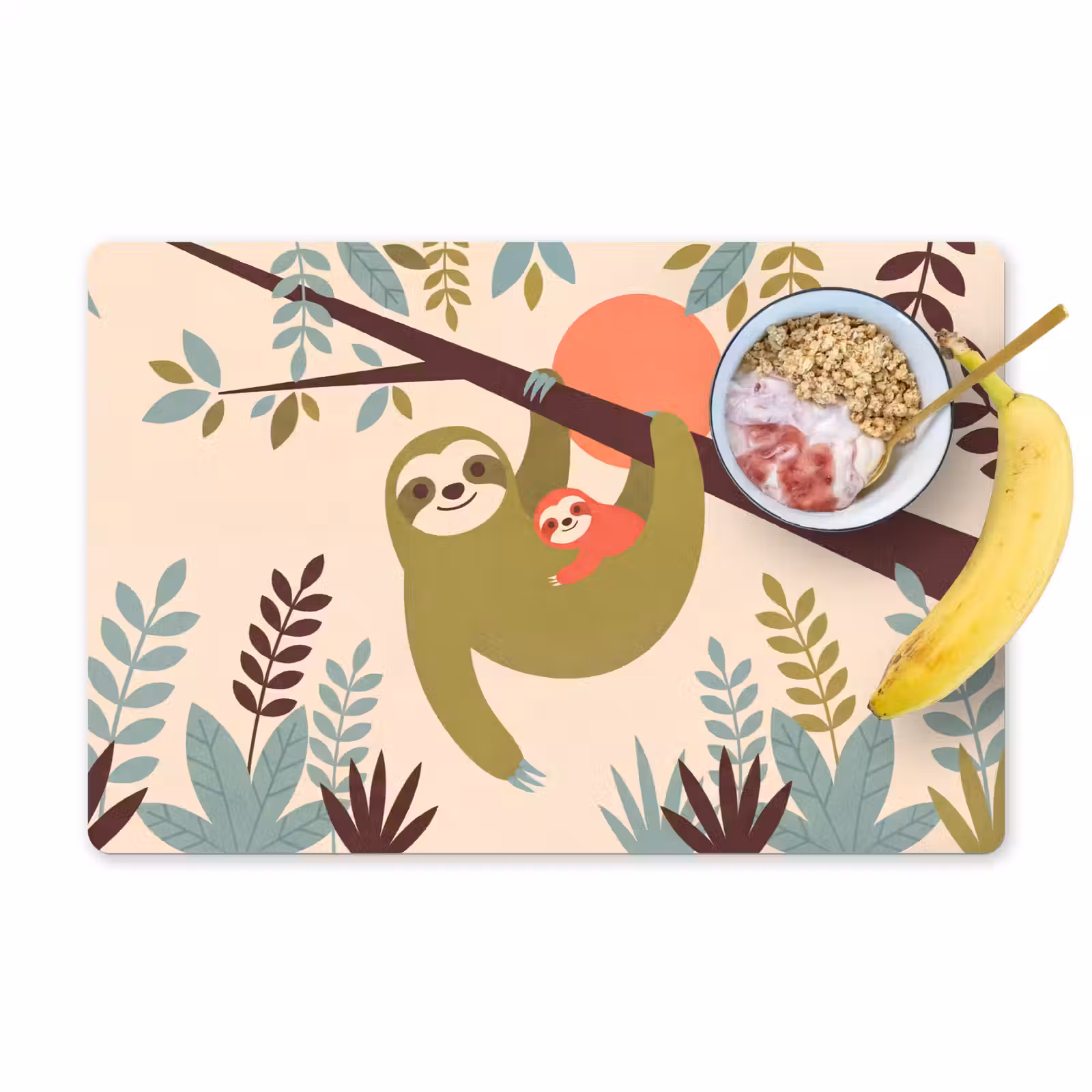 Placemat - 6 stuks - Dieren - Moeder - Baby - Natuur - Groen — 1