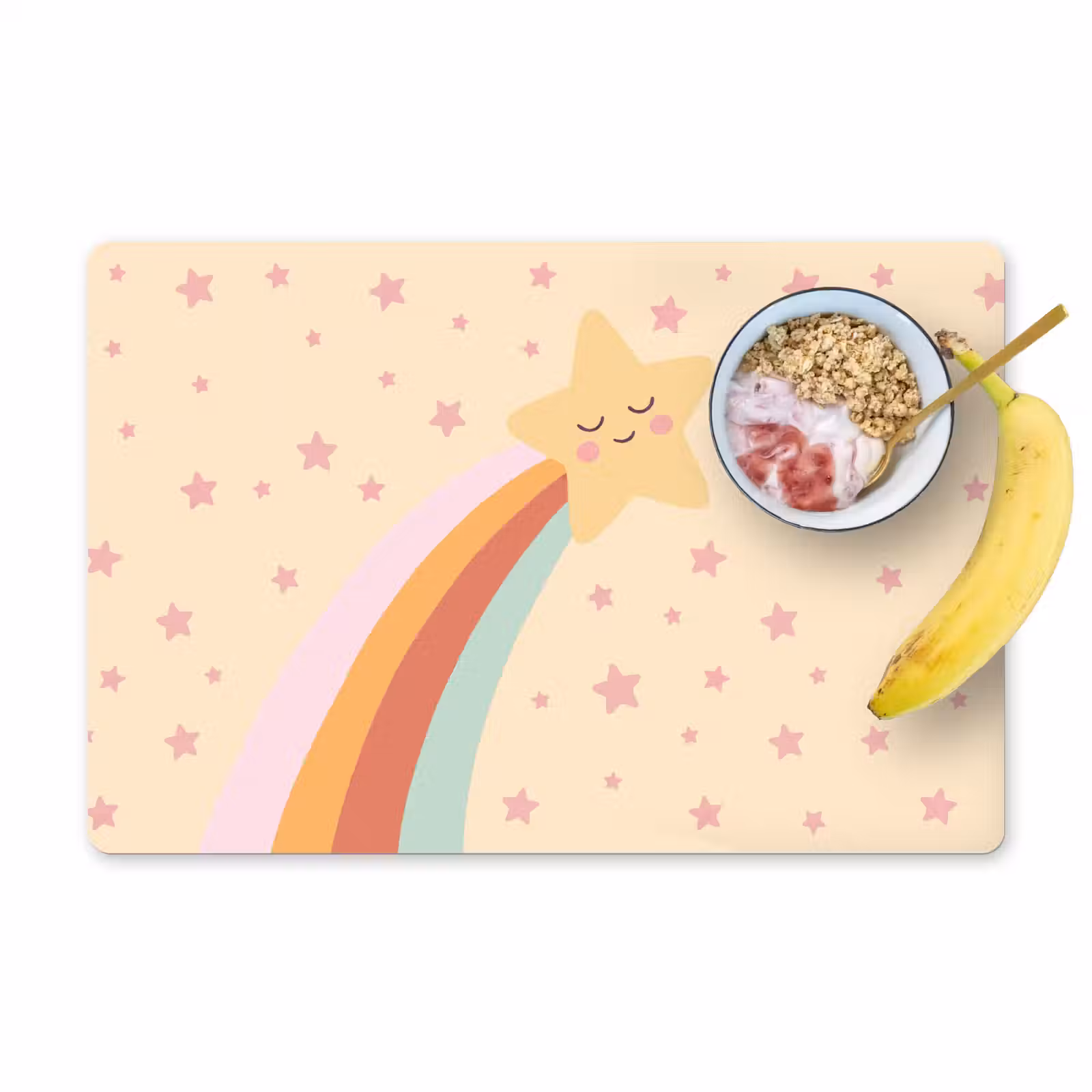 Placemat - 6 stuks - Ster - Regenboog - Nacht - Illustratie - Pastel — 1