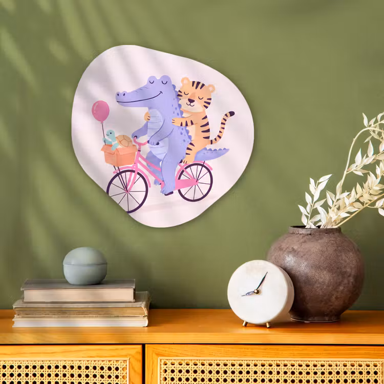 Organisch schilderij forex - Dieren - Fiets - Vriendschap - Illustratie - Roze — 2