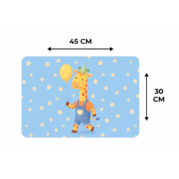Placemat - 6 stuks - Dieren - Giraffe - Ballon - Feest - Kinderkamer — 3