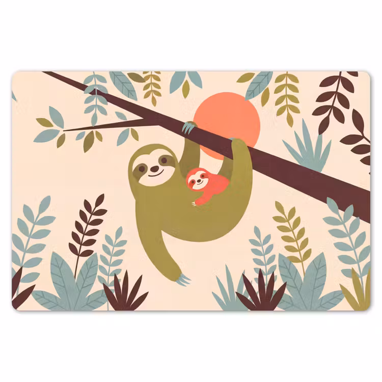 Placemat - 6 stuks - Dieren - Moeder - Baby - Natuur - Groen — 7