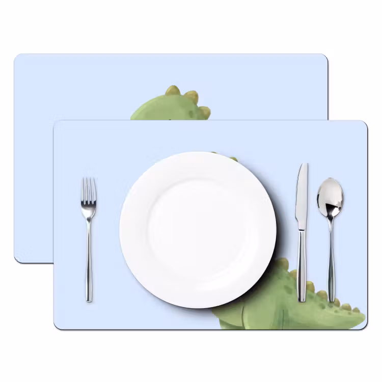 Placemat - 6 stuks - Dinosaurus - Ballon - Kinderkamer - Illustratie - Groen — 2