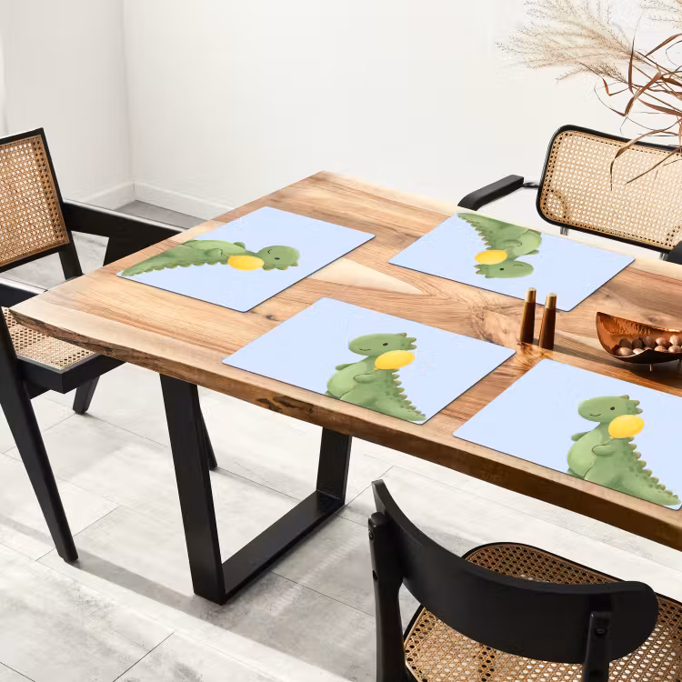 Placemat - 6 stuks - Dinosaurus - Ballon - Kinderkamer - Illustratie - Groen — 5