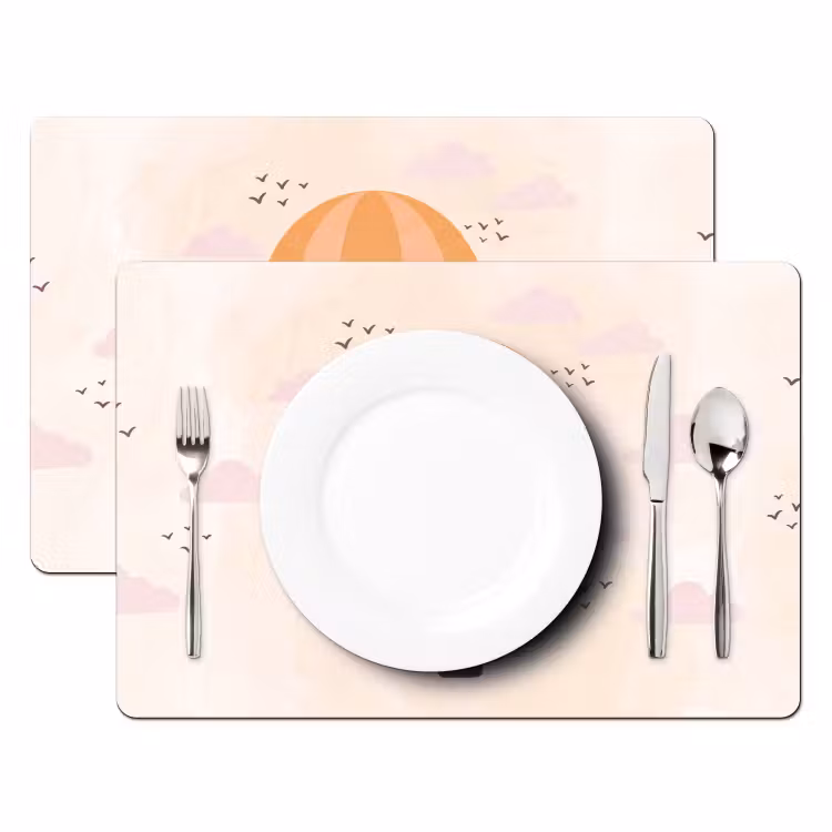 Placemat - 6 stuks - Luchtballon - Slingers - Avontuur - Illustratie - Oranje — 2