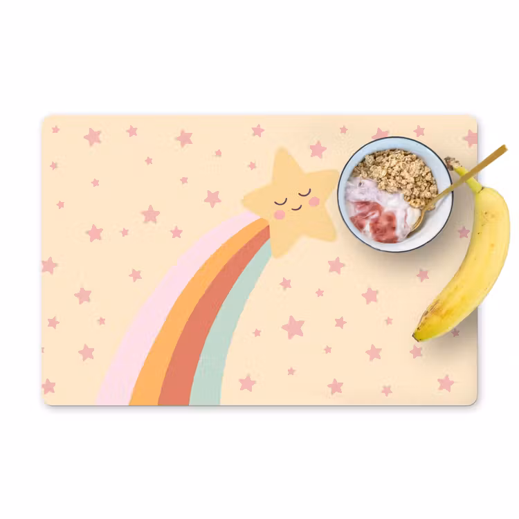 Placemat - 6 stuks - Ster - Regenboog - Nacht - Illustratie - Pastel — 1