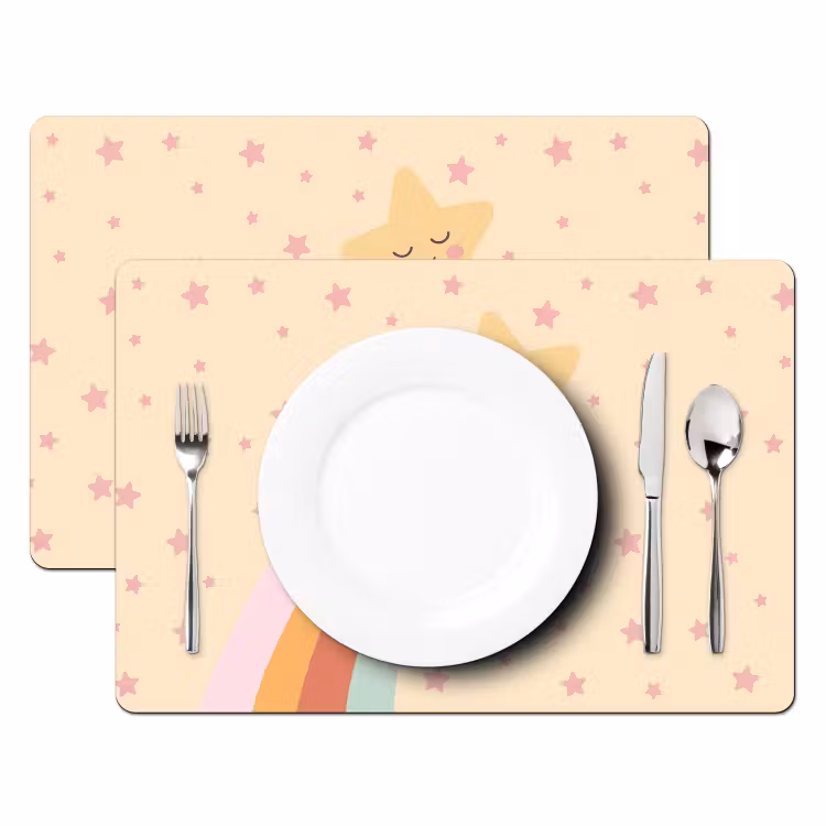 Placemat - 6 stuks - Ster - Regenboog - Nacht - Illustratie - Pastel — 2