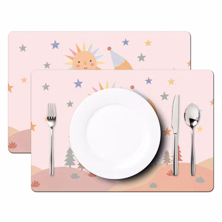 Placemat - 6 stuks - Zon - Maan - Sterren - Kinderkamer - Pastel — 2