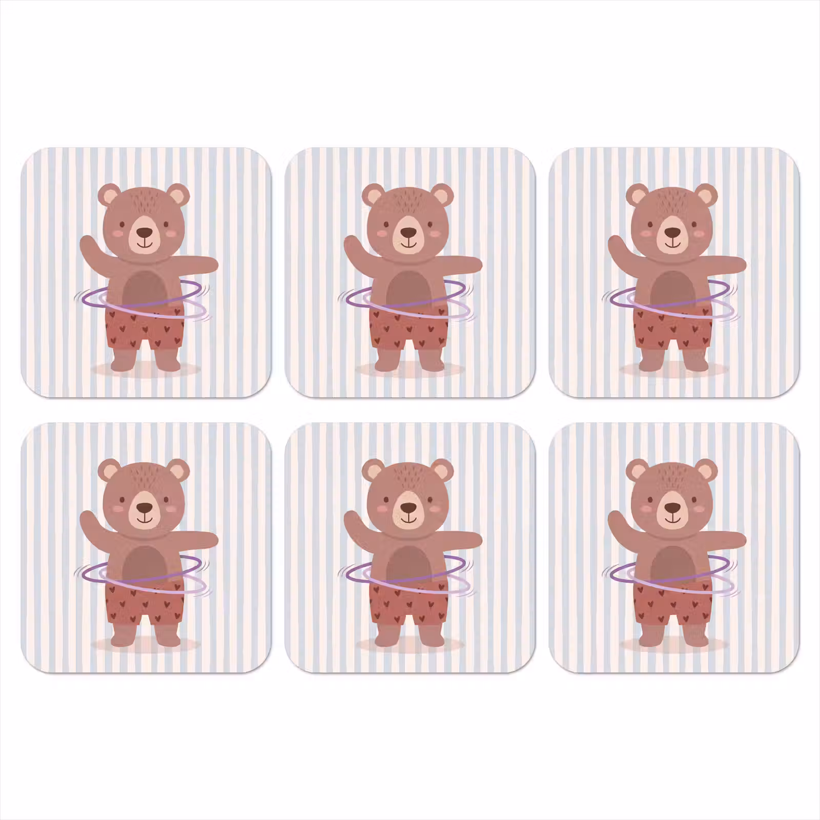 Onderzetter - Beer - Hoepel - Kinderkamer - Illustratie - Bruin — 1