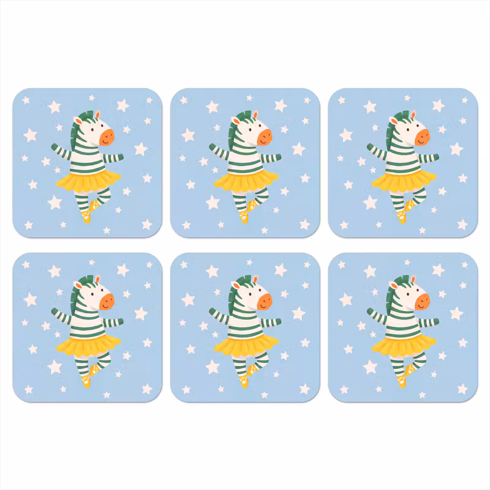 Onderzetter - Dieren - Dans - Illustratie - Kinderkamer - Sterren — 1