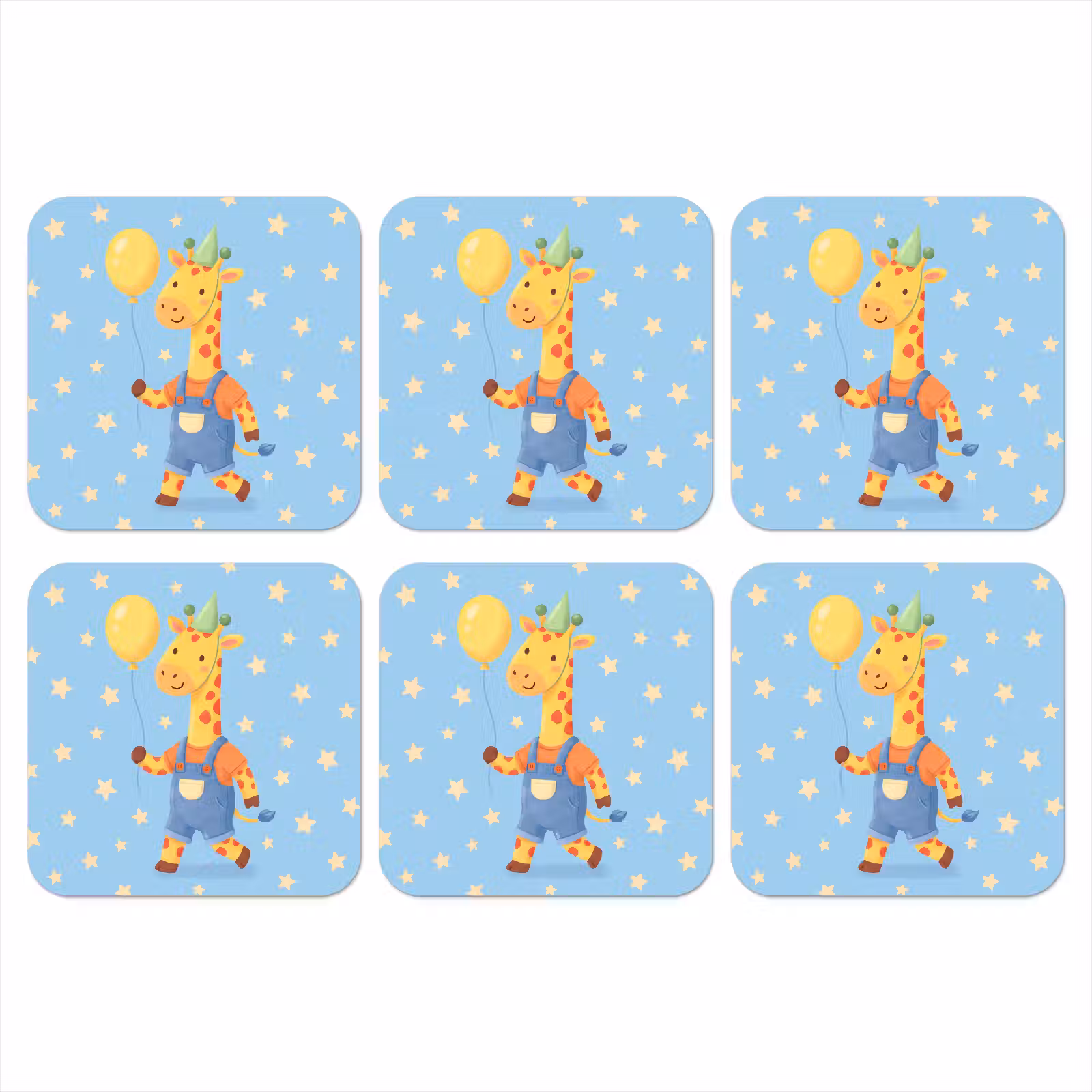 Onderzetter - Dieren - Giraffe - Ballon - Feest - Kinderkamer — 1