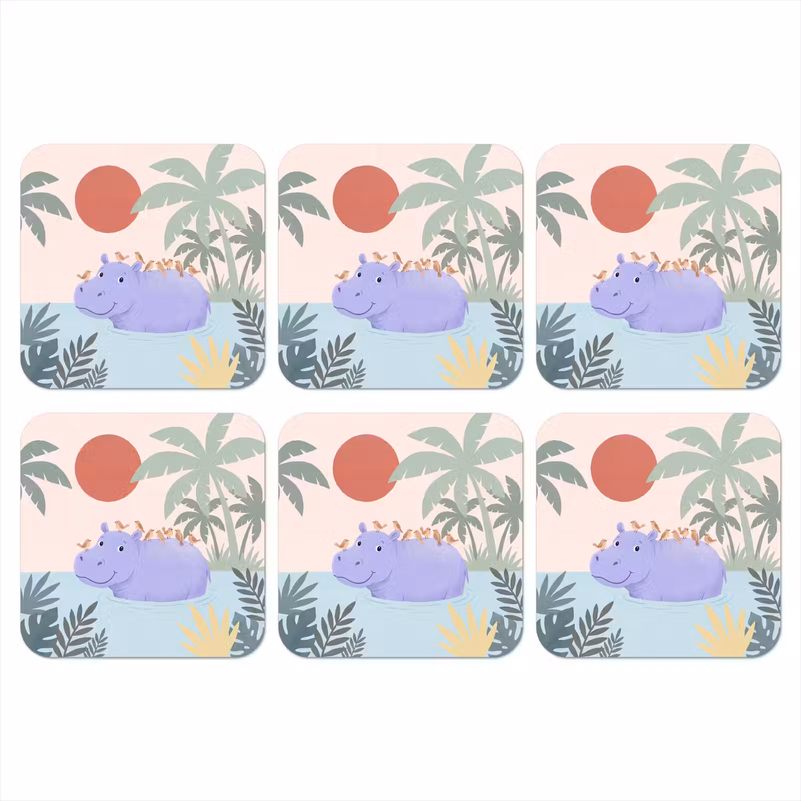 Onderzetter - Dieren - Vogel - Water - Natuur - Illustratie — 1