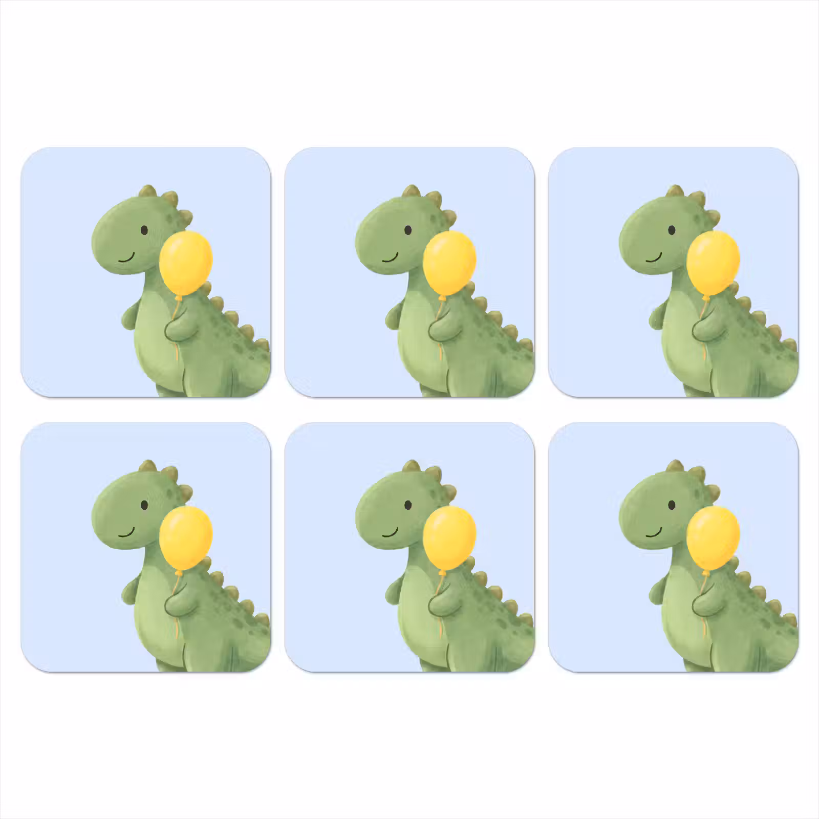 Onderzetter - Dinosaurus - Ballon - Kinderkamer - Illustratie - Groen — 1
