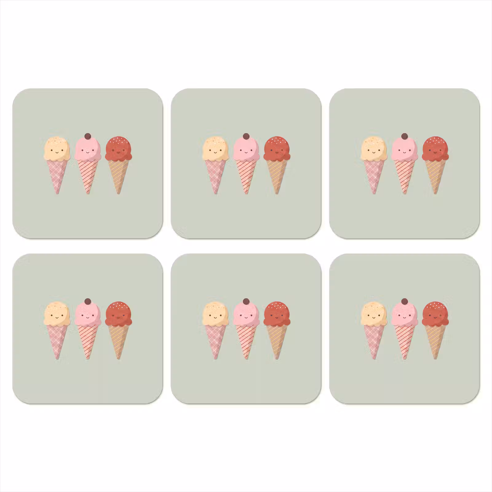 Onderzetter - IJs - Hoorntjes - Eten - Illustratie - Vrolijk — 1