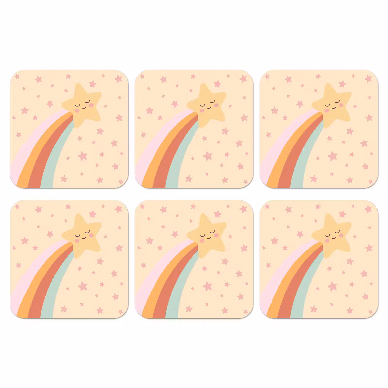 Onderzetter - Ster - Regenboog - Nacht - Illustratie - Pastel — 1