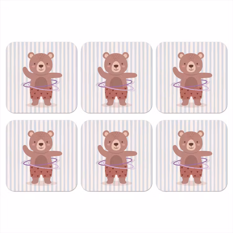 Onderzetter - Beer - Hoepel - Kinderkamer - Illustratie - Bruin — 1