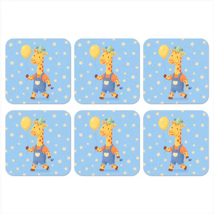 Onderzetter - Dieren - Giraffe - Ballon - Feest - Kinderkamer — 1