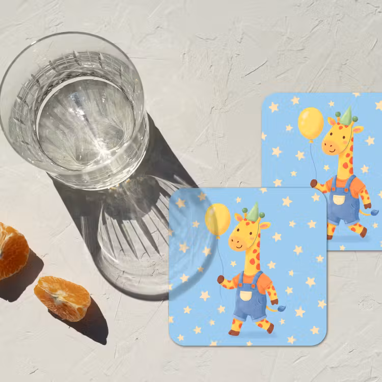 Onderzetter - Dieren - Giraffe - Ballon - Feest - Kinderkamer — 2