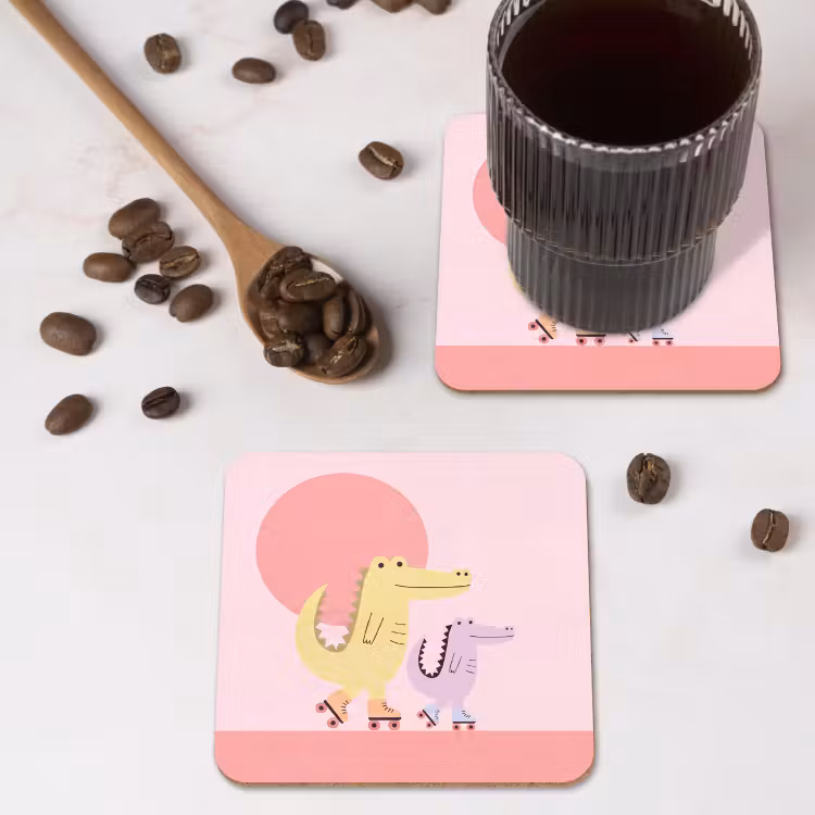 Onderzetter - Dieren - Skaten - Illustratie - Speels - Roze — 4