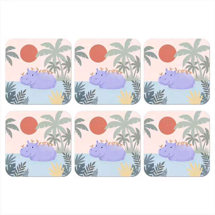 Onderzetter - Dieren - Vogel - Water - Natuur - Illustratie — 1