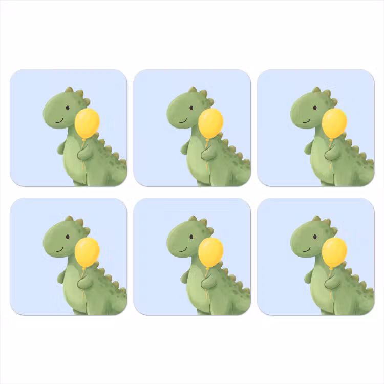 Onderzetter - Dinosaurus - Ballon - Kinderkamer - Illustratie - Groen — 1