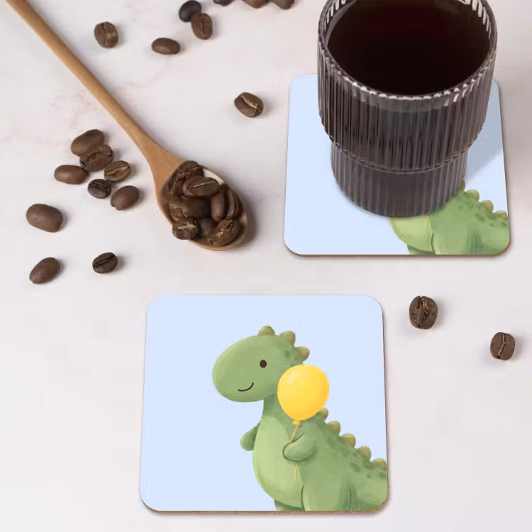 Onderzetter - Dinosaurus - Ballon - Kinderkamer - Illustratie - Groen — 4