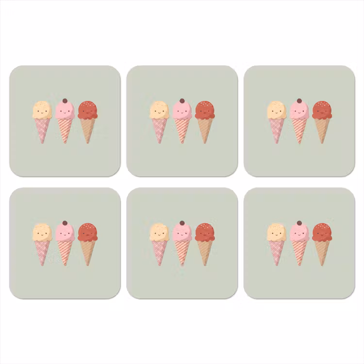 Onderzetter - IJs - Hoorntjes - Eten - Illustratie - Vrolijk — 1