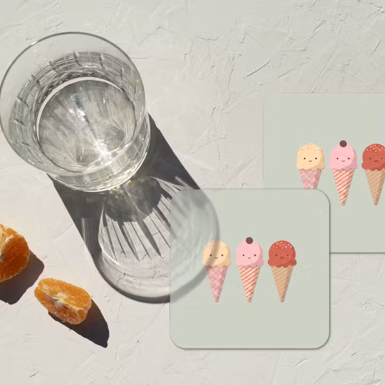 Onderzetter - IJs - Hoorntjes - Eten - Illustratie - Vrolijk — 2