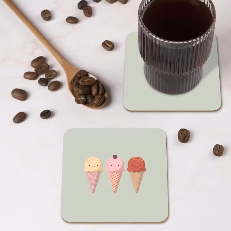 Onderzetter - IJs - Hoorntjes - Eten - Illustratie - Vrolijk — 4